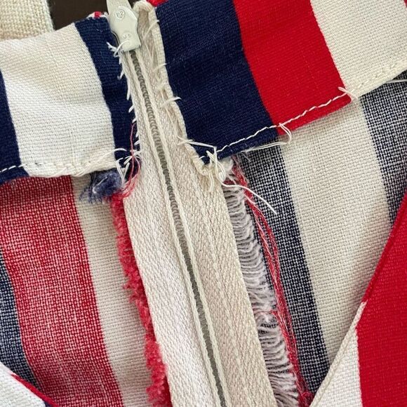 Vintage 60s Mod Stripe GoGo Mini Dress Red Blue S - Picture 8 of 9